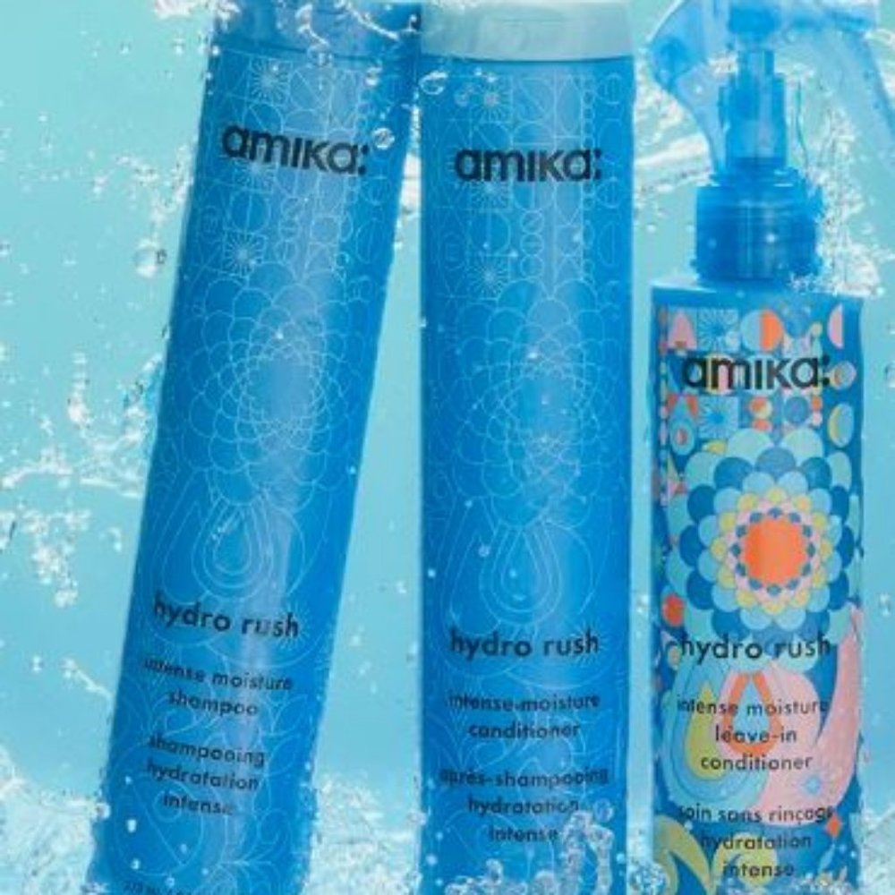 Amika Hydro Rush Shampoo, Conditioner, & Intense Leave In Conditioner